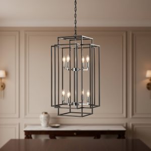 8 Light Lantern Chandelier Ceiling Light Fixture for Entryway Hallway Kitchen Island Living Room Dining Room