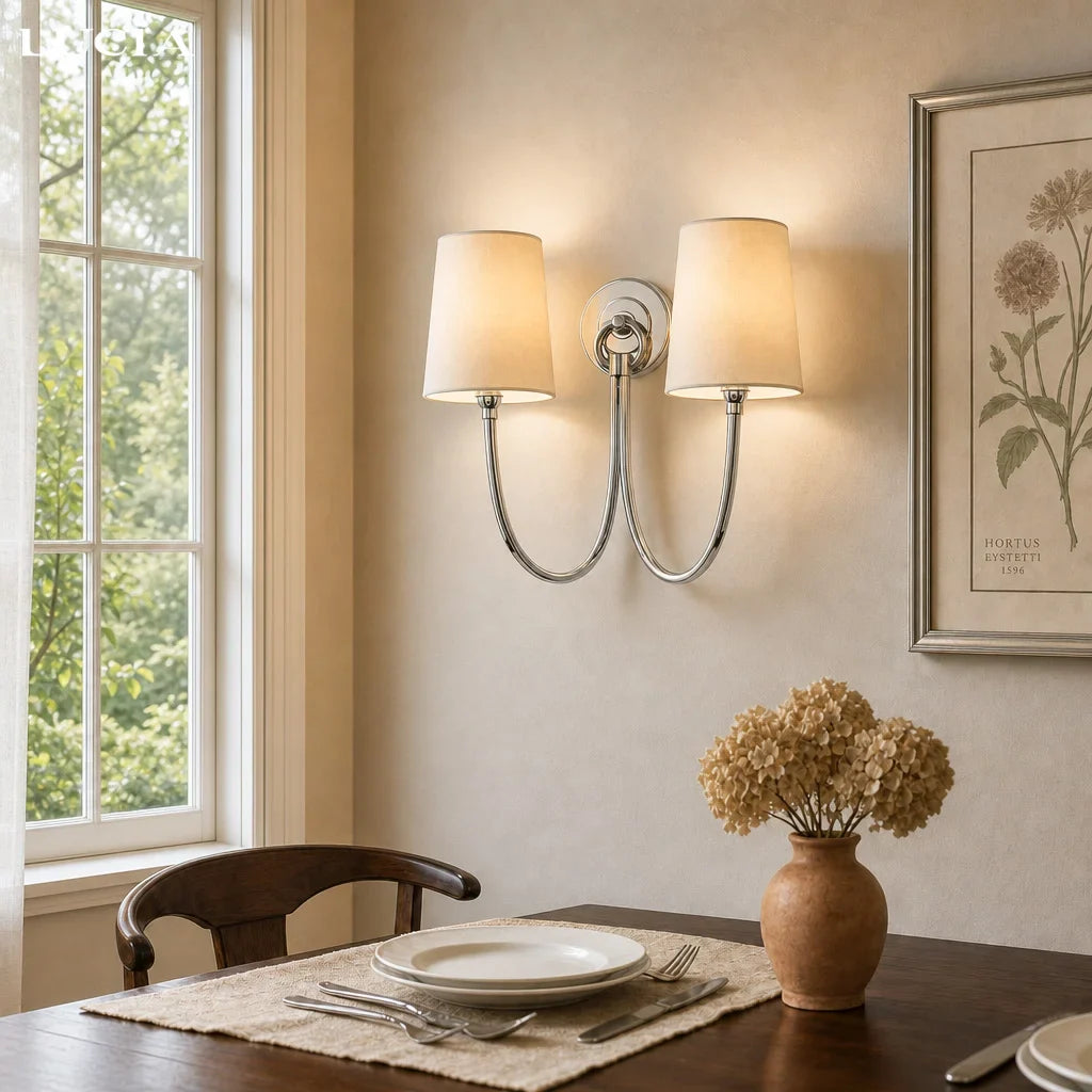 Modern Double Linen Shade Wall Sconce for Bedroom Hallway Vanity Living Room - Image 4