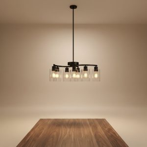 9 Light Black Chandelier Ceiling Light Fixture with Clear Glass Shades for Dining Room Kitchen Island Living Room Bedroom Entryway